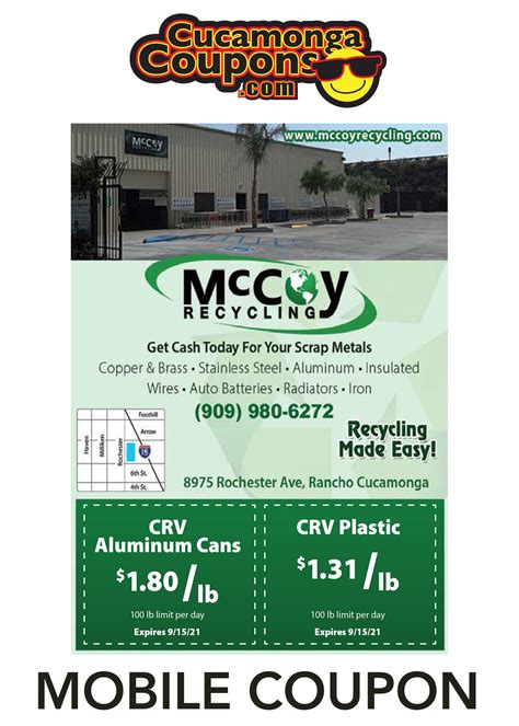 Rancho Cucamonga, CA 91730. . Mccoy recycling coupon
